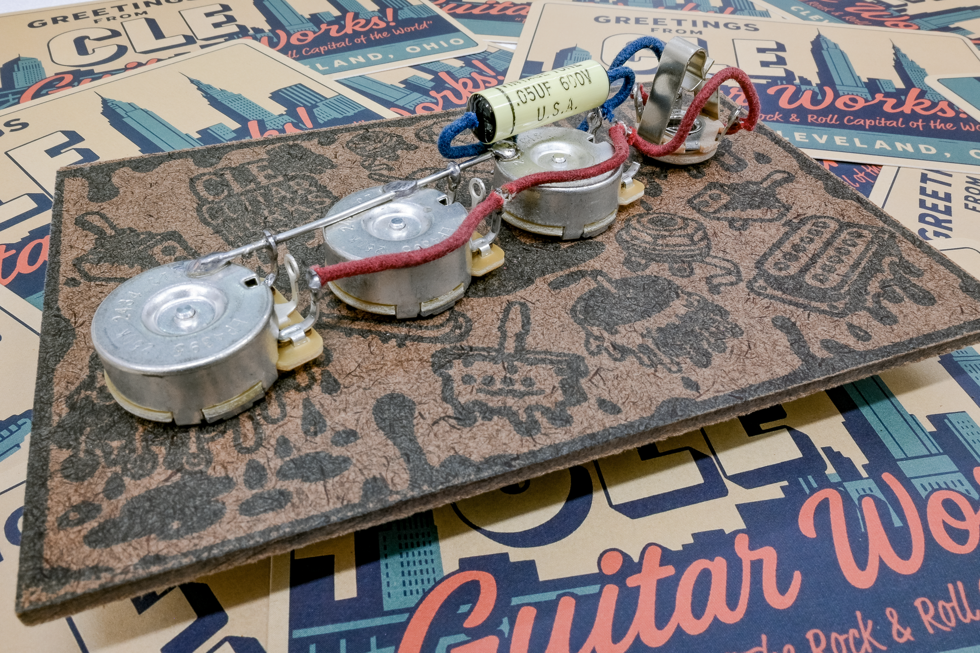 J-Bass Wiring Harness- Vintage Yellow - handcrafted prewired guitar electronics by CLE Guitar Works