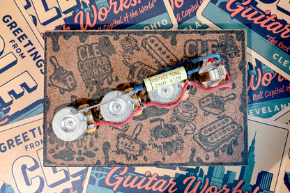 J-Bass Wiring Harness- Vintage Yellow - handcrafted prewired guitar electronics by CLE Guitar Works