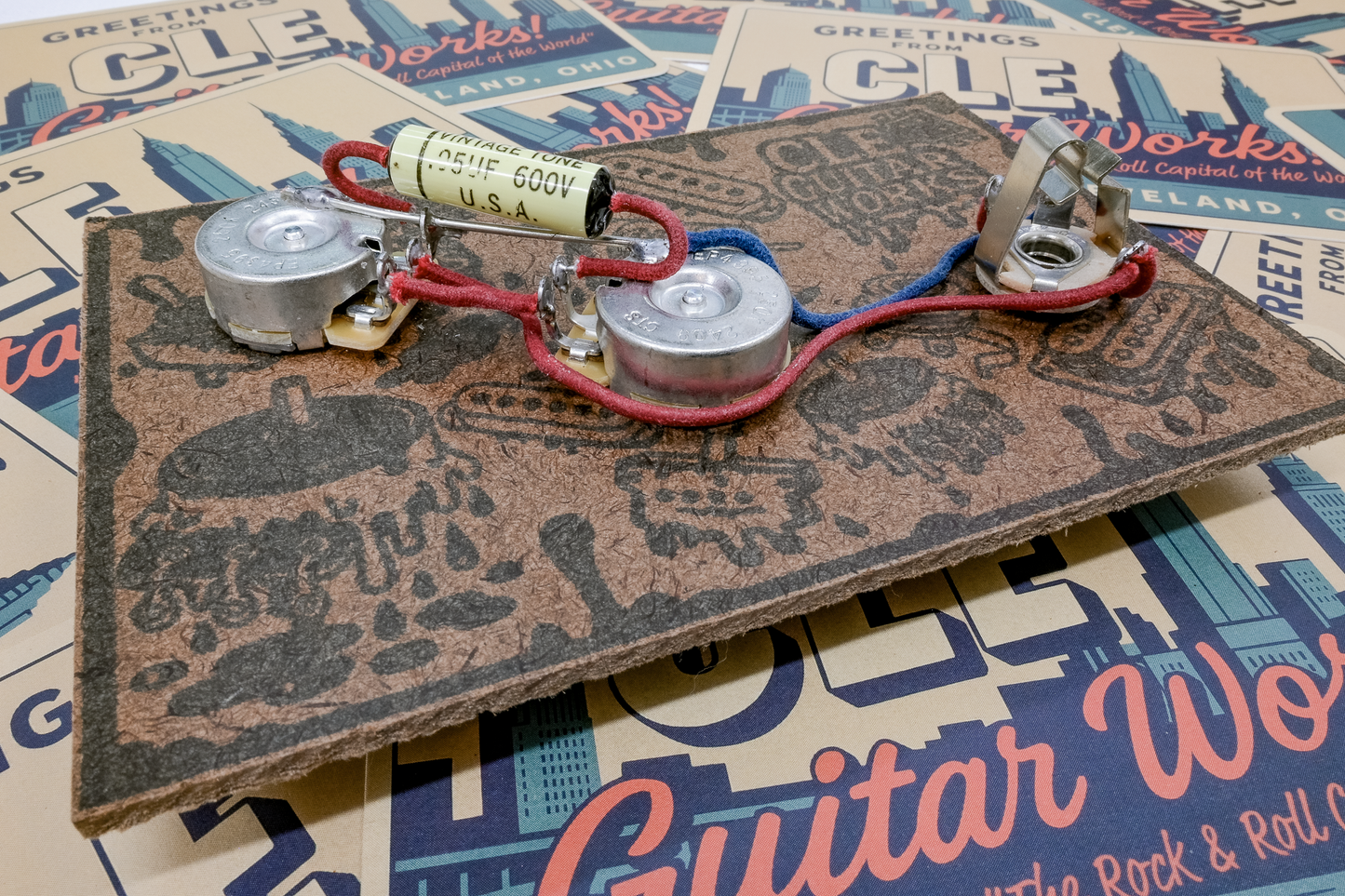 P-Bass Wiring Harness- Vintage Yellow - handcrafted prewired guitar electronics by CLE Guitar Works