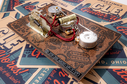 Strat Wiring Harness- Vintage Yellow - handcrafted prewired guitar electronics by CLE Guitar Works