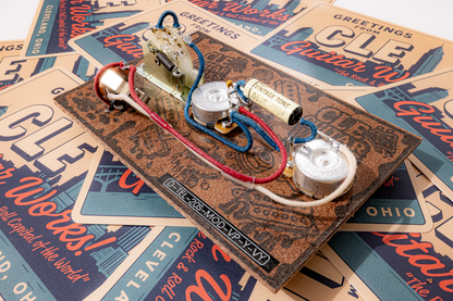 Telecaster Wiring Harness- Vintage Yellow - handcrafted prewired guitar electronics by CLE Guitar Works