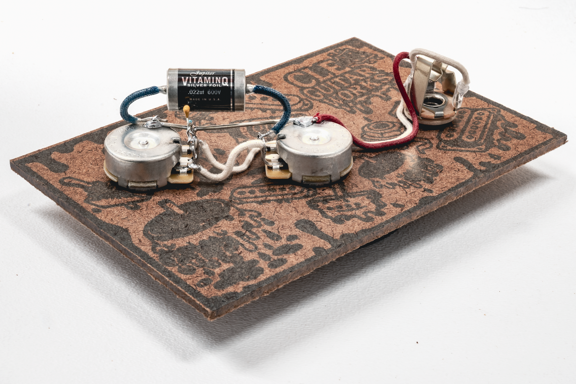 P-Bass Wiring Harness- VitaminQ SILVER FOIL - handcrafted prewired guitar electronics by CLE Guitar Works