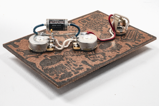 P-Bass Wiring Harness- VitaminQ SILVER FOIL - handcrafted prewired guitar electronics by CLE Guitar Works