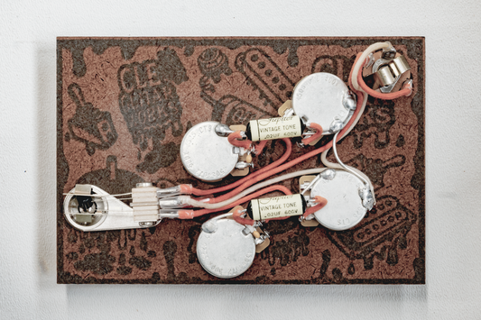 SG Wiring Harness- Vintage Yellow - handcrafted prewired guitar electronics by CLE Guitar Works