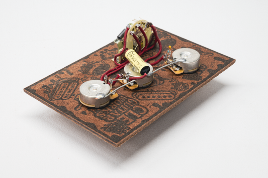 Strat Wiring Harness- Vintage Yellow - handcrafted prewired guitar electronics by CLE Guitar Works