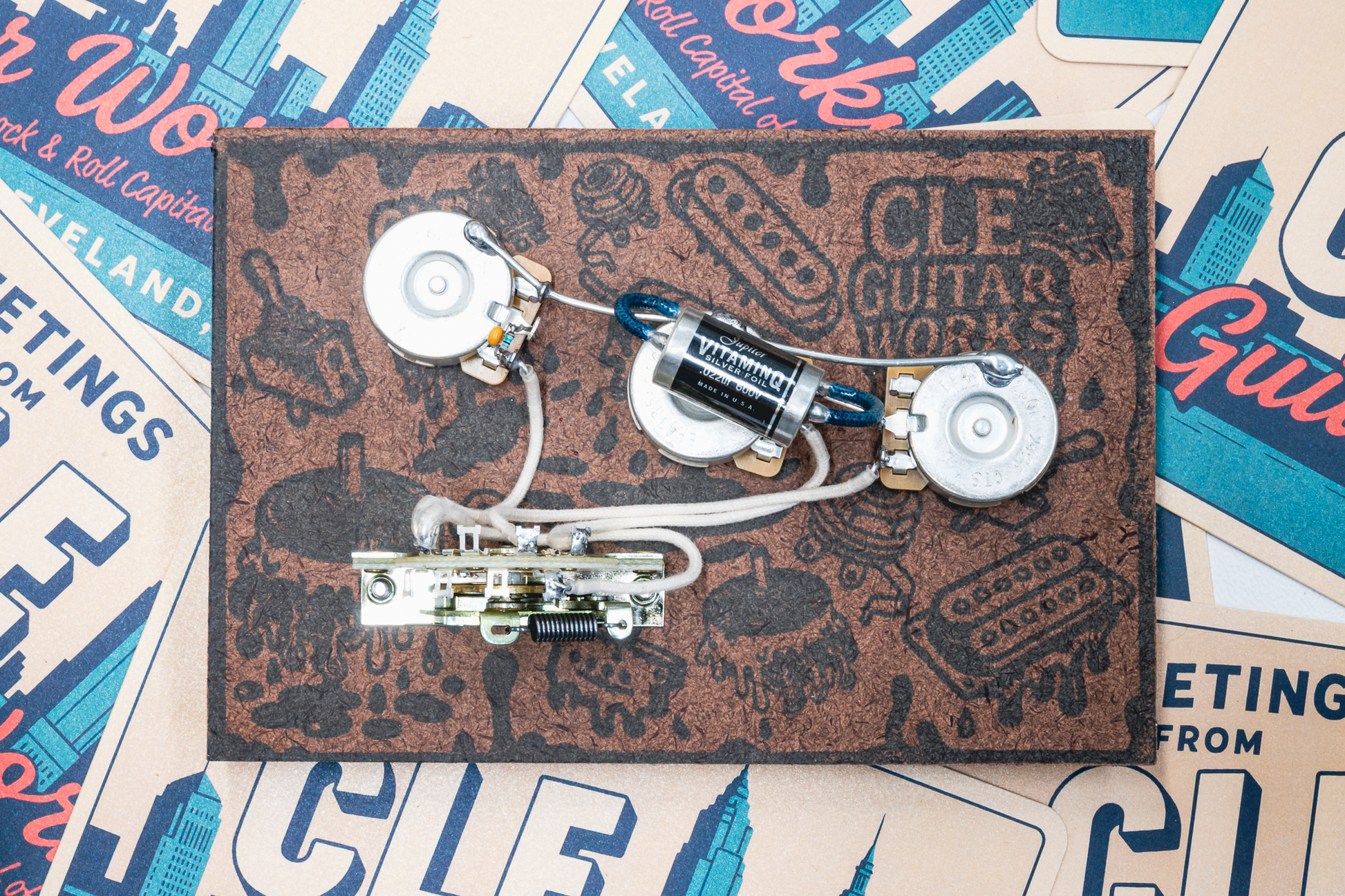 Strat Wiring Harness- VitaminQ SILVER FOIL - handcrafted Premium prewired guitar electronics by CLE Guitar Works